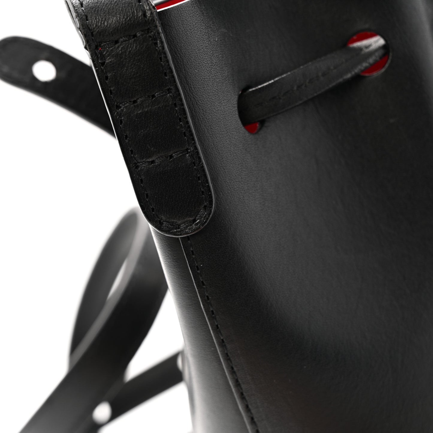 Vegetable Tanned Calfskin Mini Mini Bucket Bag Black Flamma