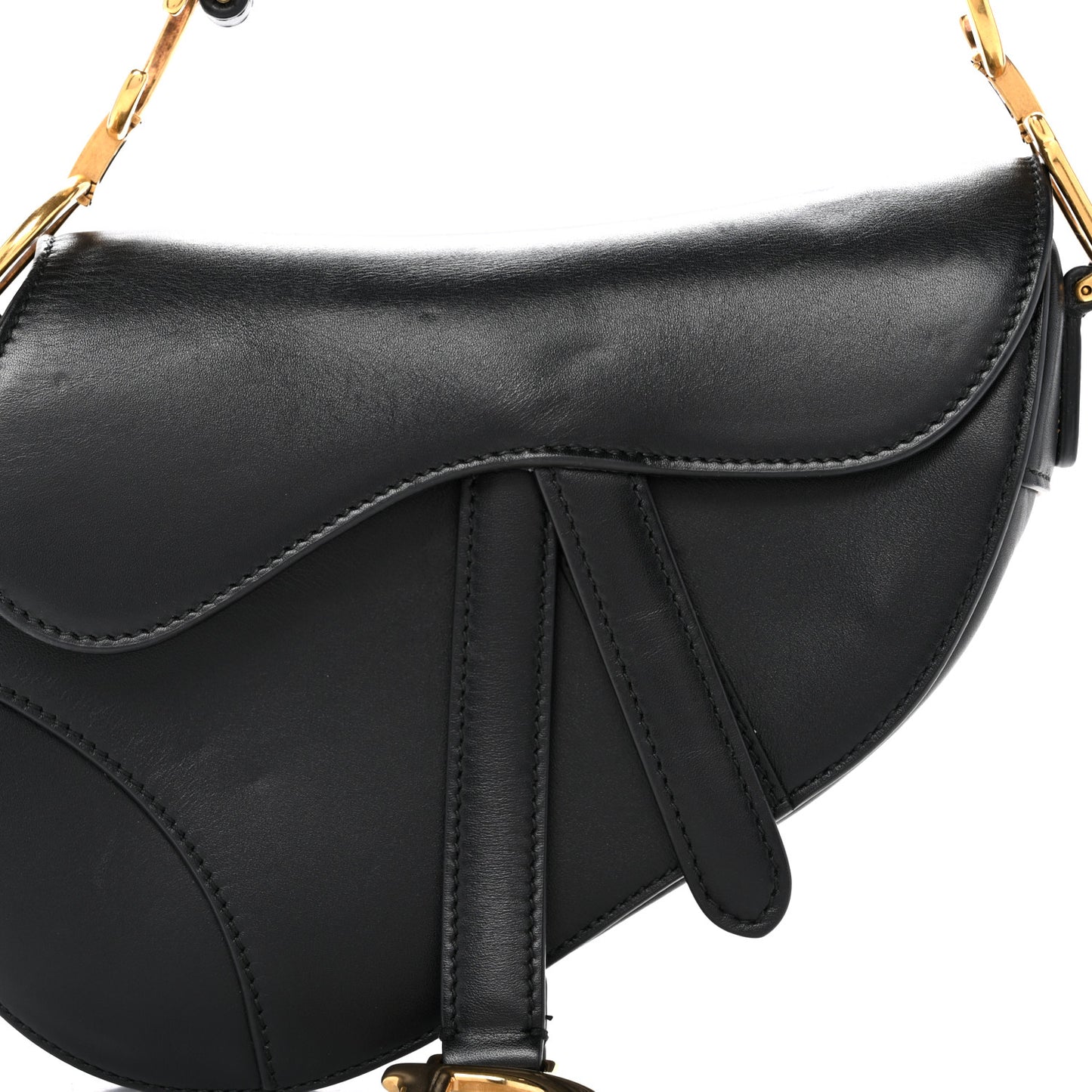 Calfskin Mini Saddle Bag Black