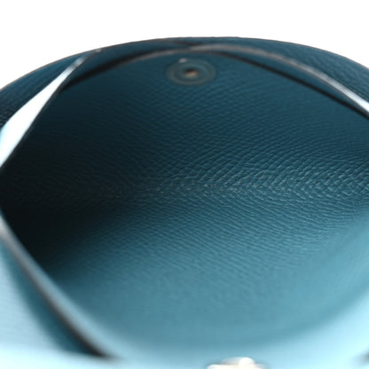 Hermes Epsom Calvi Duo Card Case Blue Jean 6 of 7