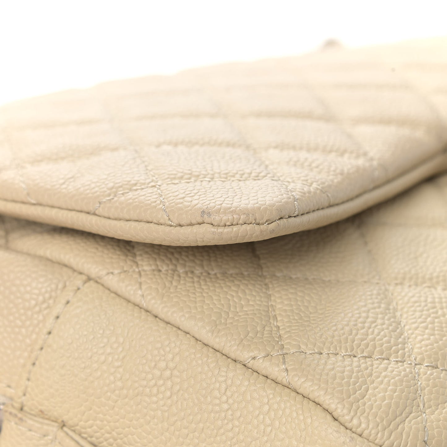 Caviar Quilted Jumbo Easy Flap Beige