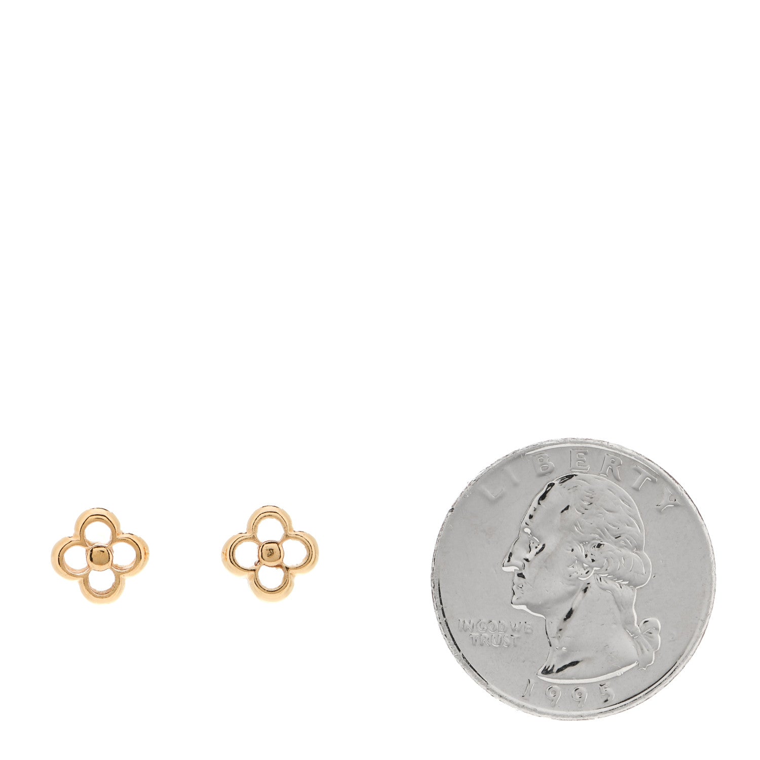 Louis Vuitton Brass Flower Full Stud Earrings Gold 2 of 6