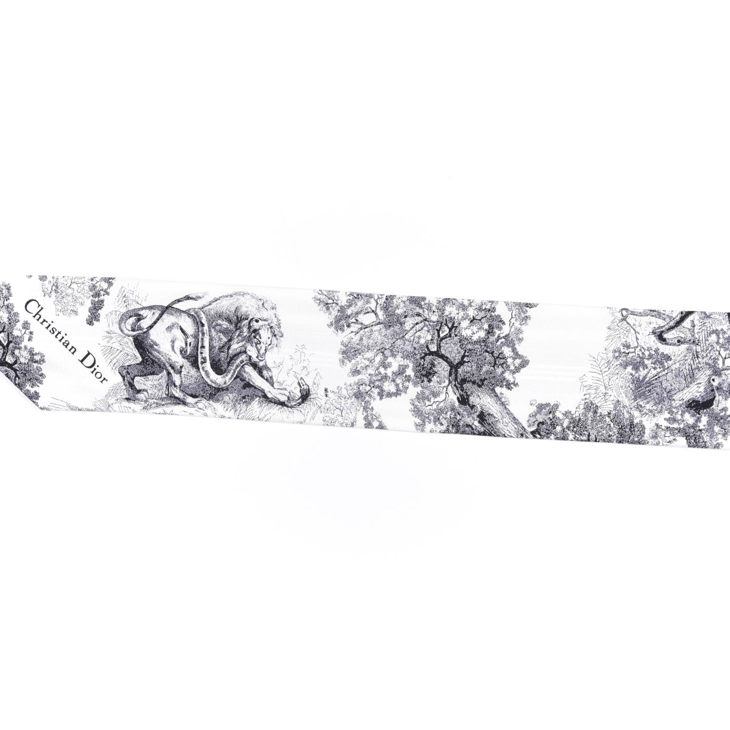 Christian Dior Silk Toile De Jouy Mitzah Scarf Navy Blue 4 of 6