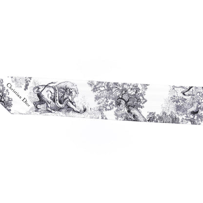 Christian Dior Silk Toile De Jouy Mitzah Scarf Navy Blue 4 of 6