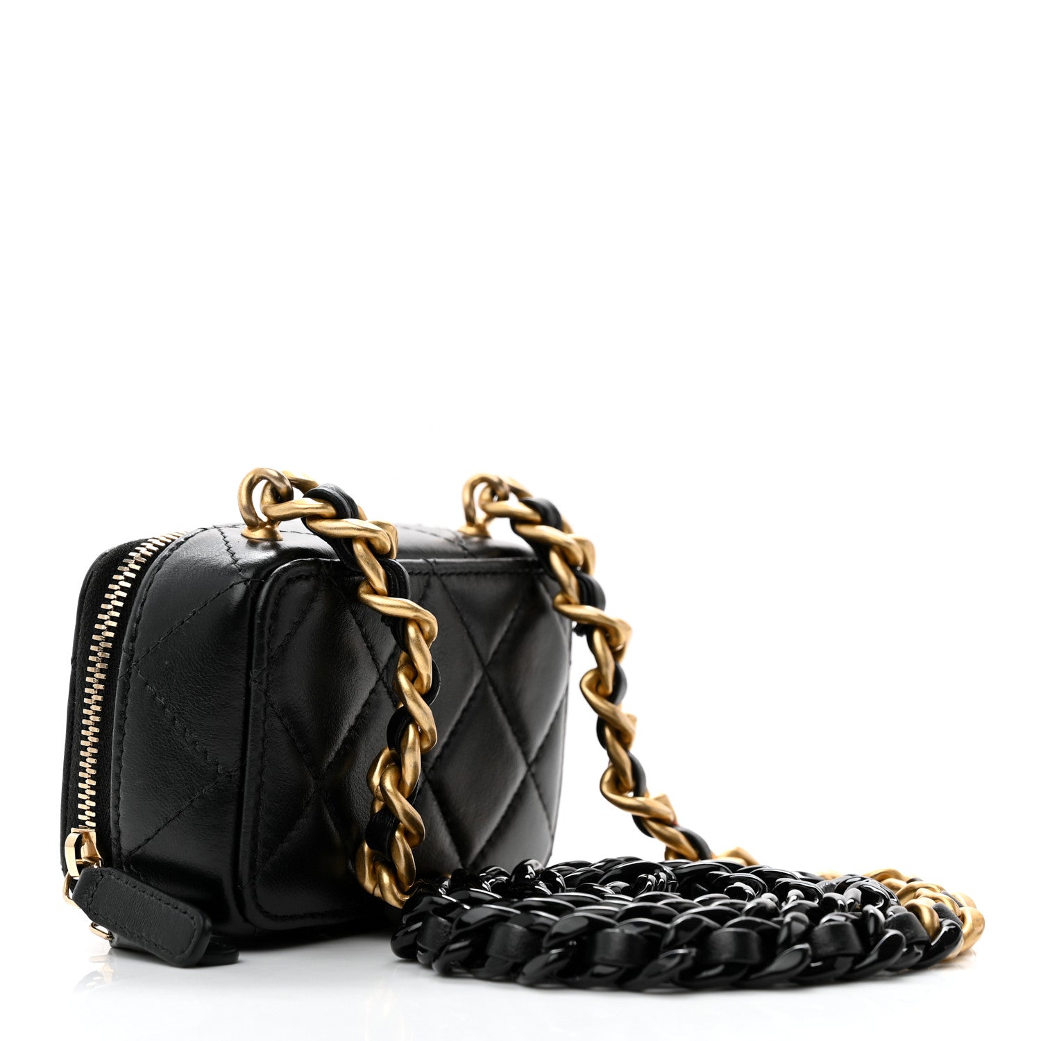 Chanel Lambskin Quilted Mini Lacquered Chain Clutch Black 3 of 11