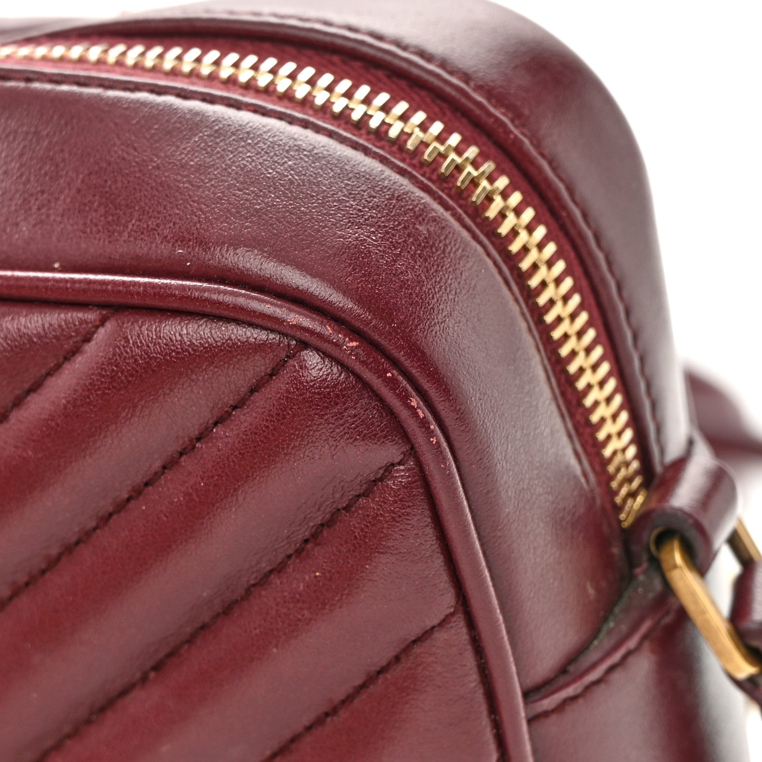 Saint Laurent Calfskin Matelasse Monogram Lou Camera Bag Dark Legion Red 15 of 22