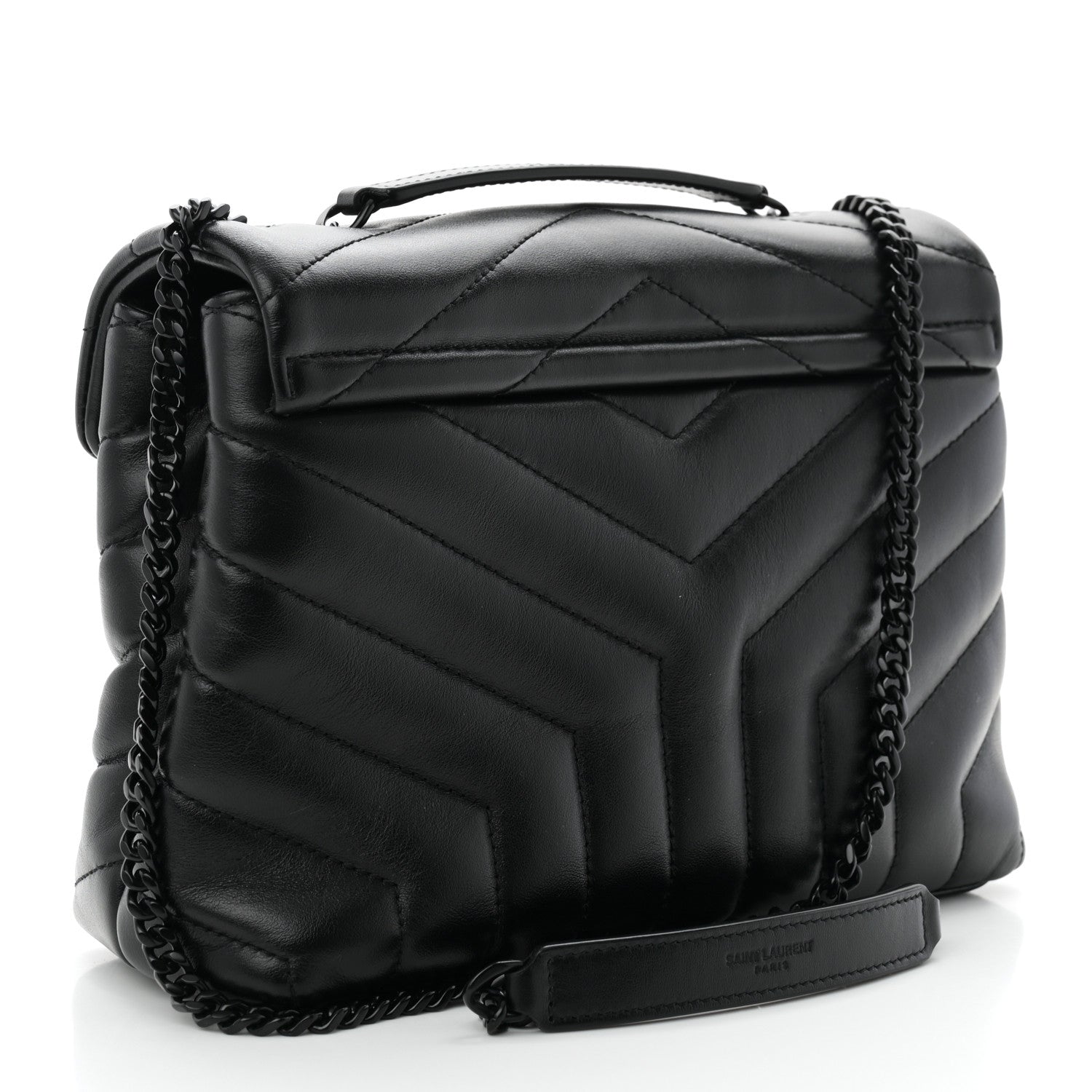 Saint Laurent Calfskin Y Quilted Monogram Monochrome Small Loulou Chain Satchel Black 3 of 9