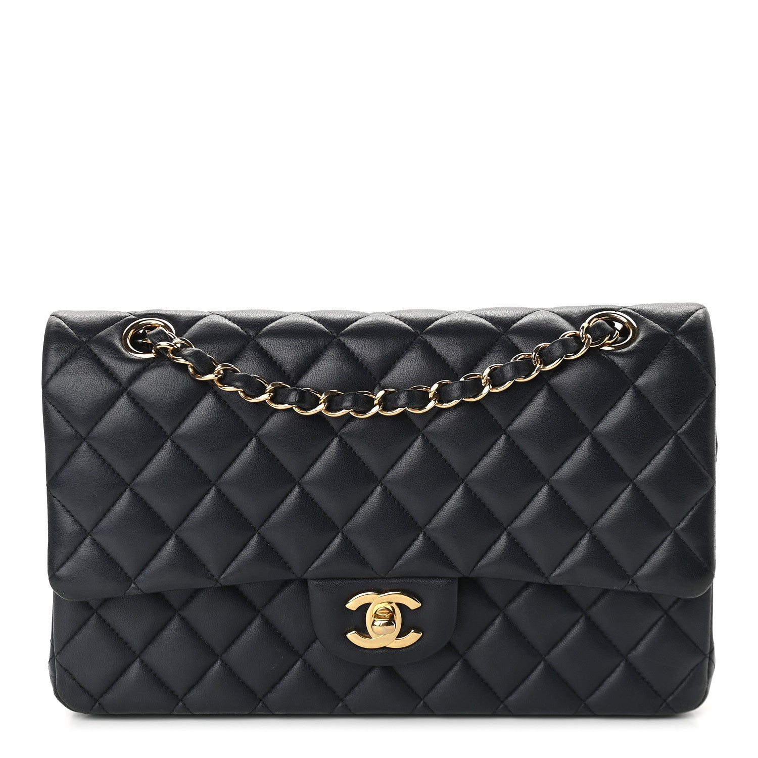 Chanel Lambskin Quilted Medium Double Flap Navy 1 of 9