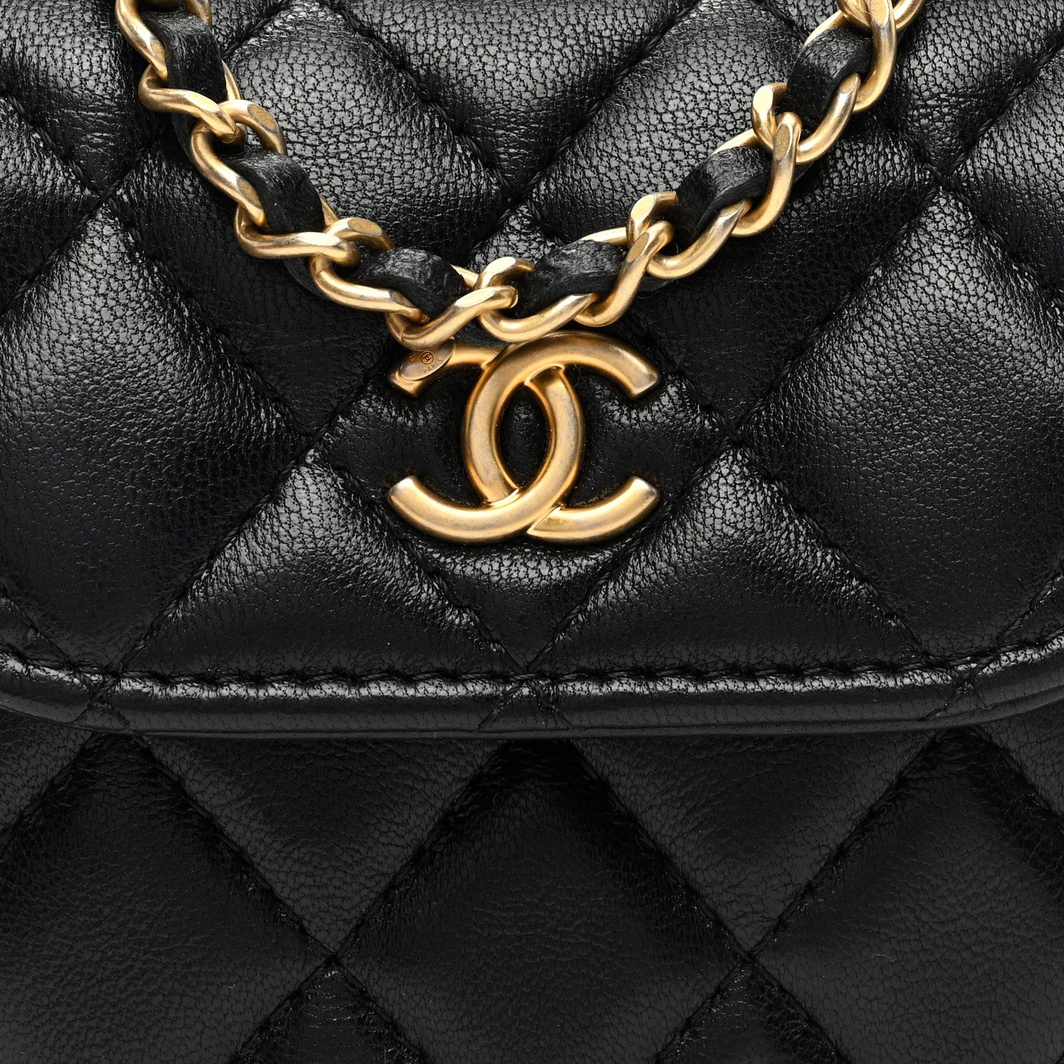 Chanel Lambskin Quilted Pearl Crush Waist Bag Black 8 of 10