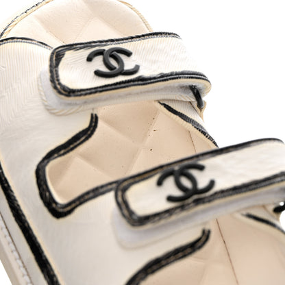 Chanel Printed Calfskin Velcro Dad Sandals 39.5 White Black 11 of 14