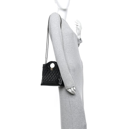 Chanel Shiny Crumpled Calfskin Quilted Mini 31 Shopping Bag Black 2 of 11