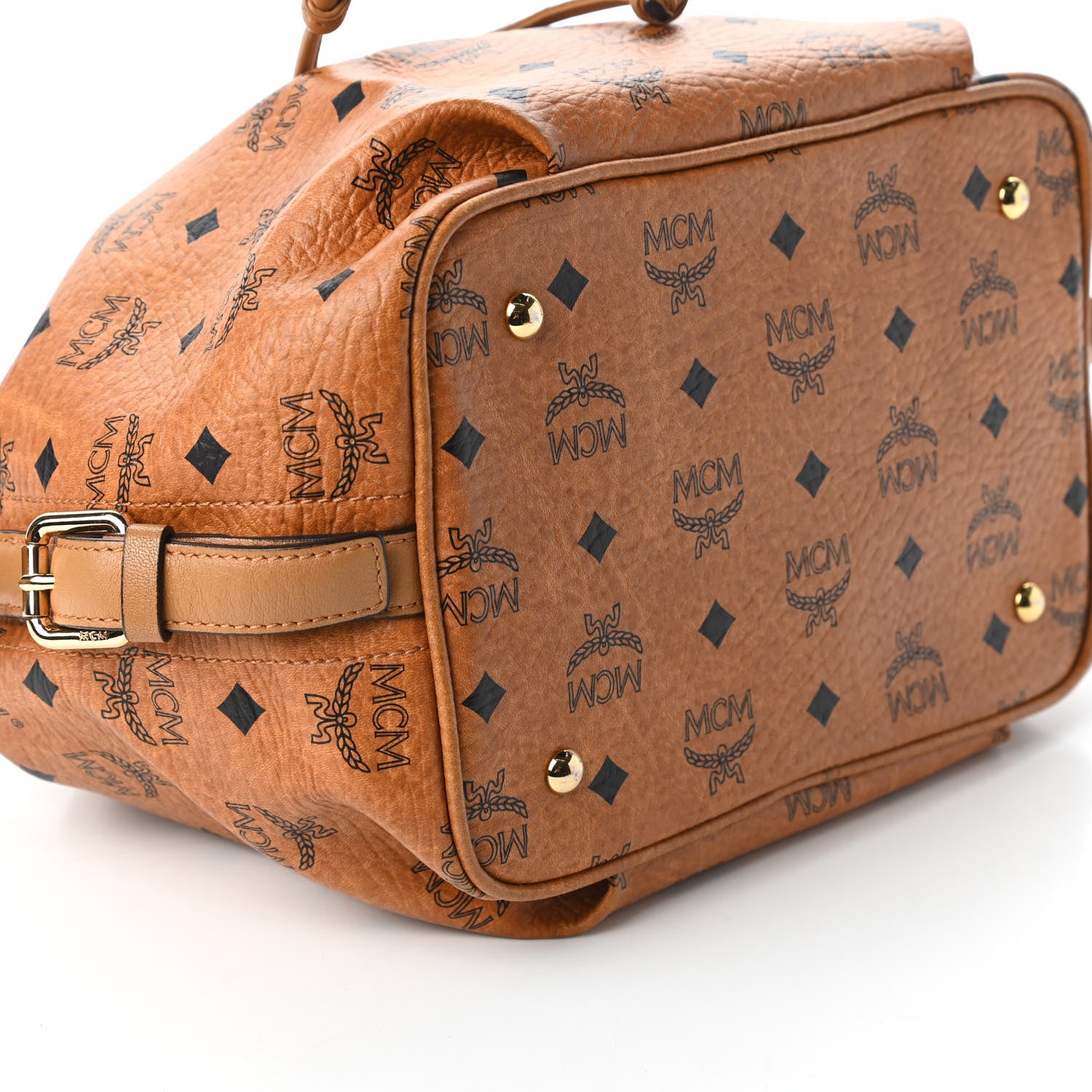 MCM Visetos Essential Drawstring Bucket Bag Cognac 6 of 10