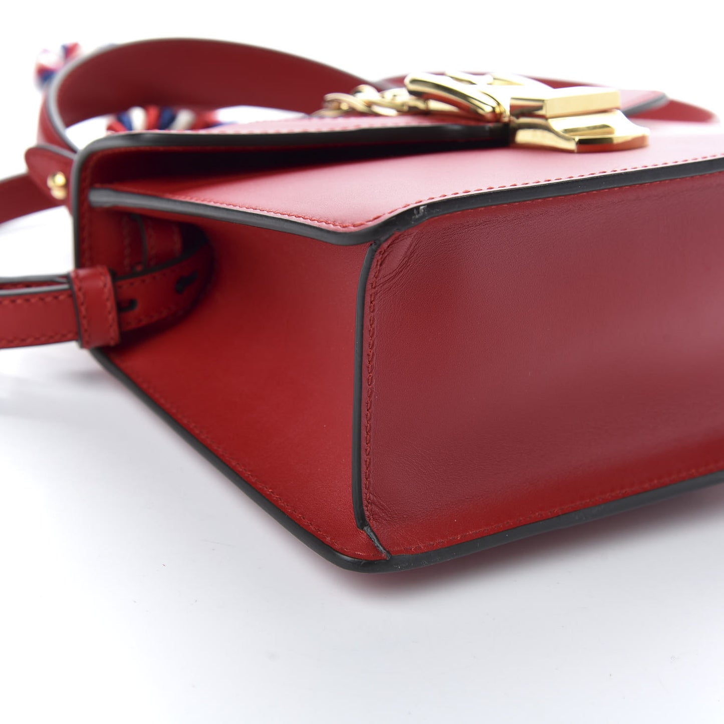 Vitello Fontanella Web Mini Sylvie Top Handle Bag Hibiscus Red