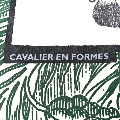 Hermes Silk Cavalier En Formes Scarf 90 Creme Vert Jaune Vif 5 of 5