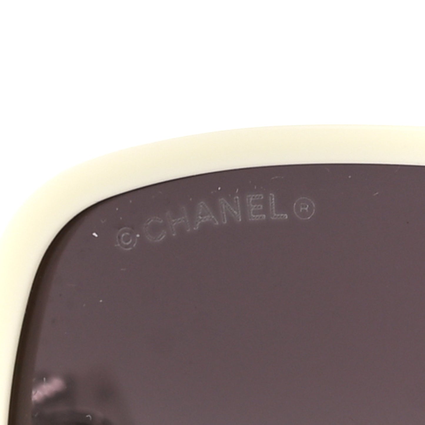 Acetate Metal Lambskin Square Chain Sunglasses 5210-Q-A White