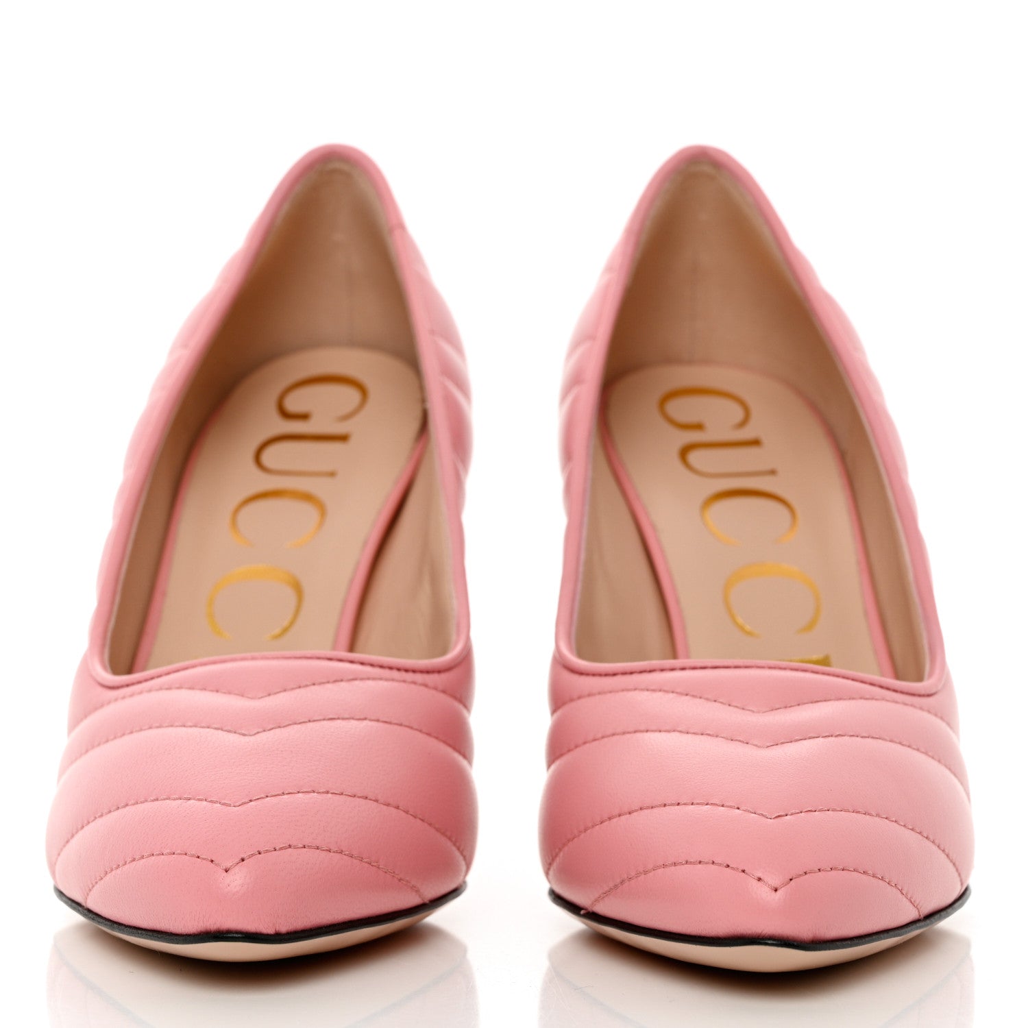 Gucci Nappa Charlotte Chevron Matelasse Double G 95mm Pumps 37 Wild Rose 2 of 9
