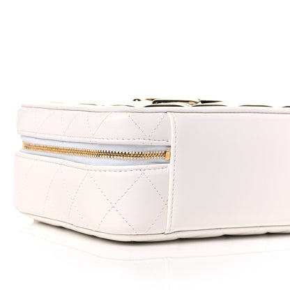 Chanel Lambskin Quilted Golden Plate Vanity Case White Gold 7 of 9