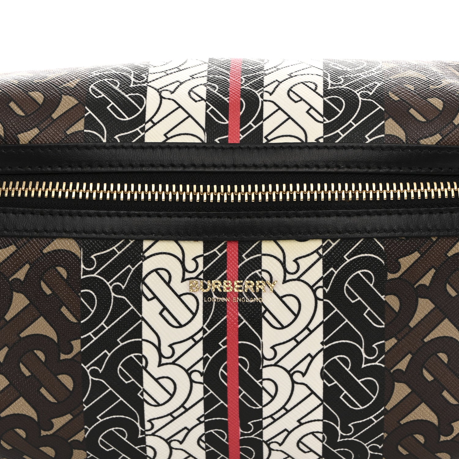 Burberry E-Canvas Monogram Stripe Medium Sonny Bum Bag Bridle Brown 8 of 11