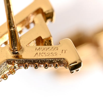 Louis Vuitton Metal Crystal LV Iconic Earrings Gold 5 of 6