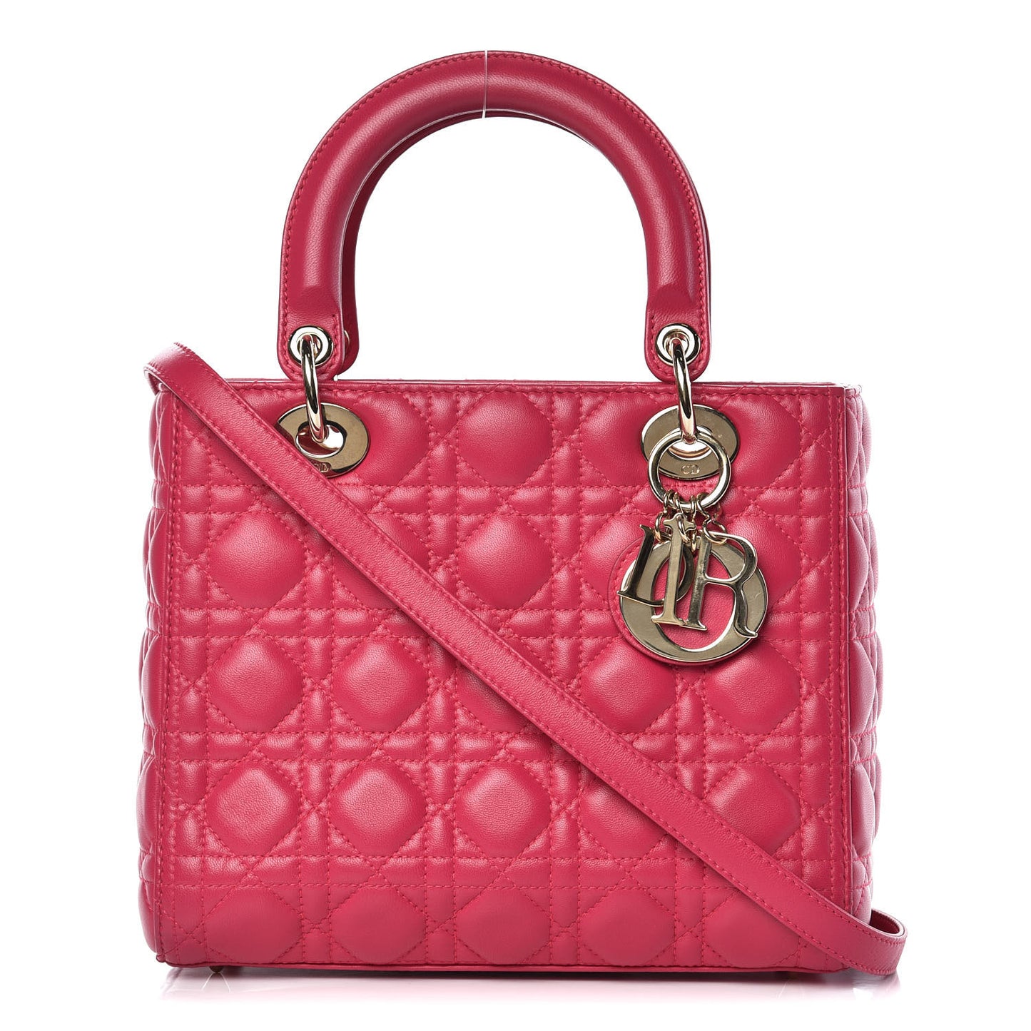 Lambskin Cannage Medium Lady Dior Fuchsia
