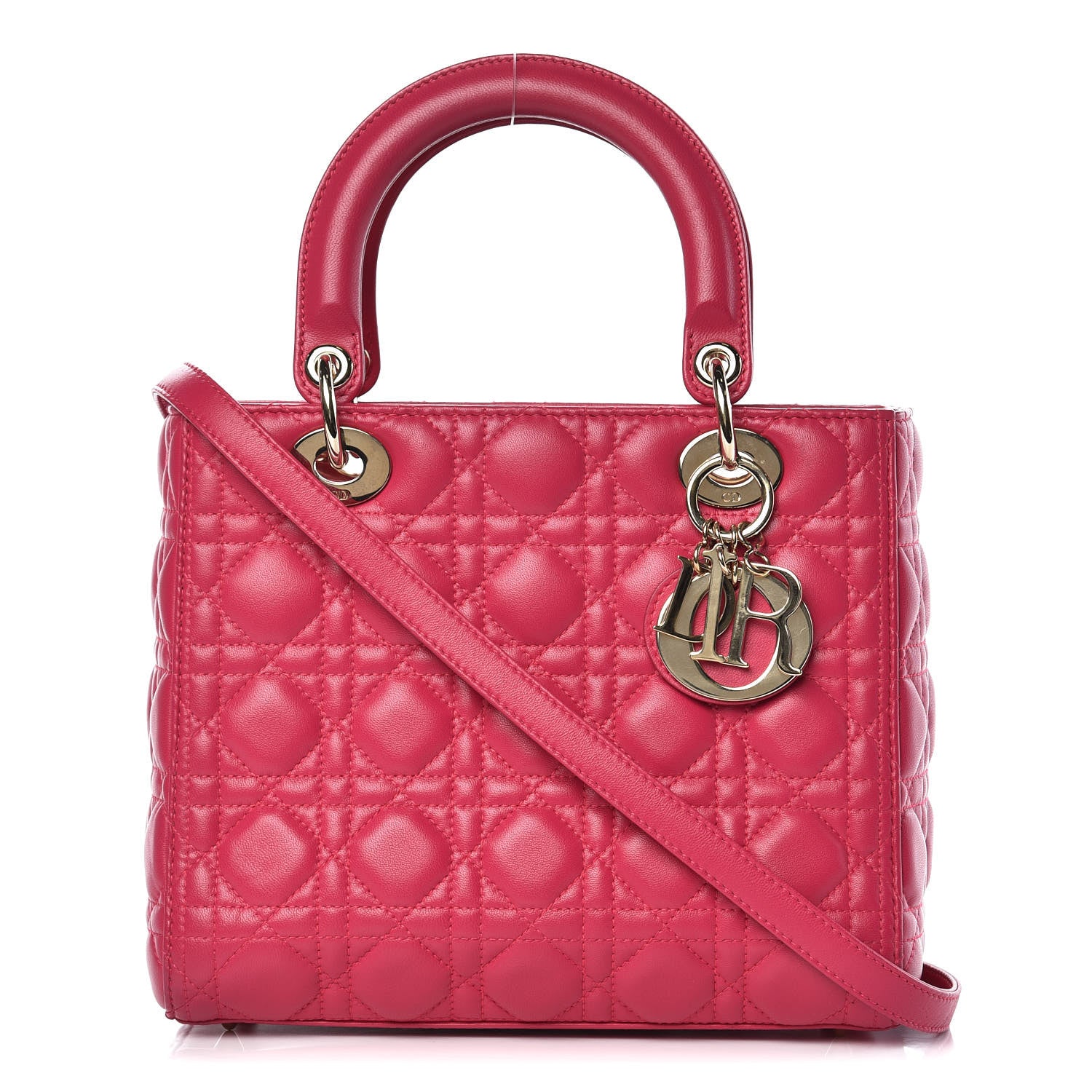 Christian Dior Lambskin Cannage Medium Lady Dior Fuchsia 1 of 8