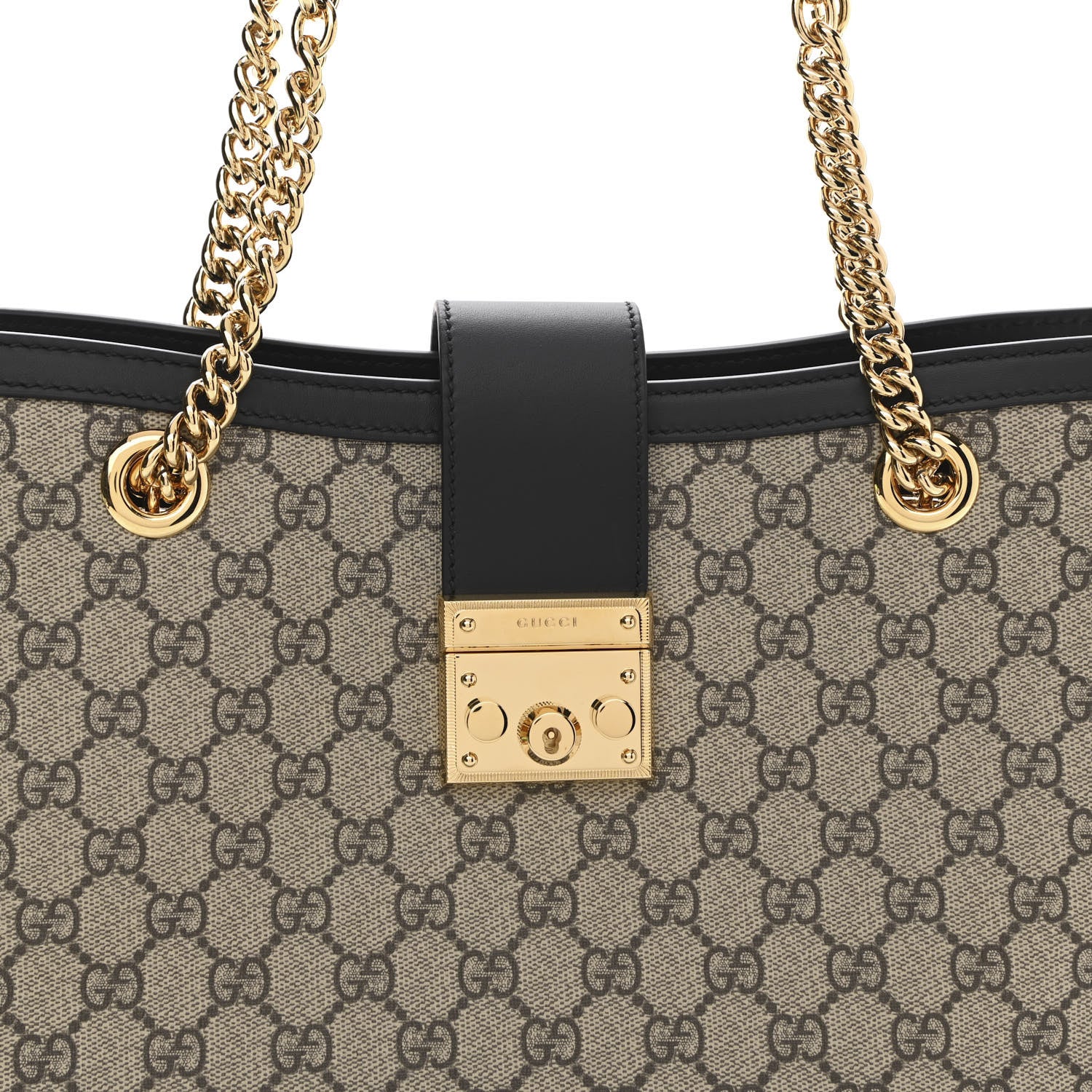 Gucci GG Supreme Monogram Medium Padlock Tote Black 9 of 11