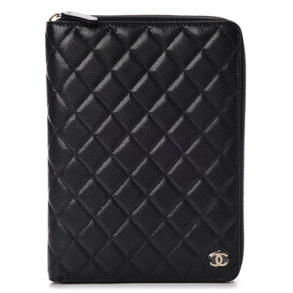 Chanel Caviar Quilted Zip Around Notebook Agenda Cover Black 1 of 8
