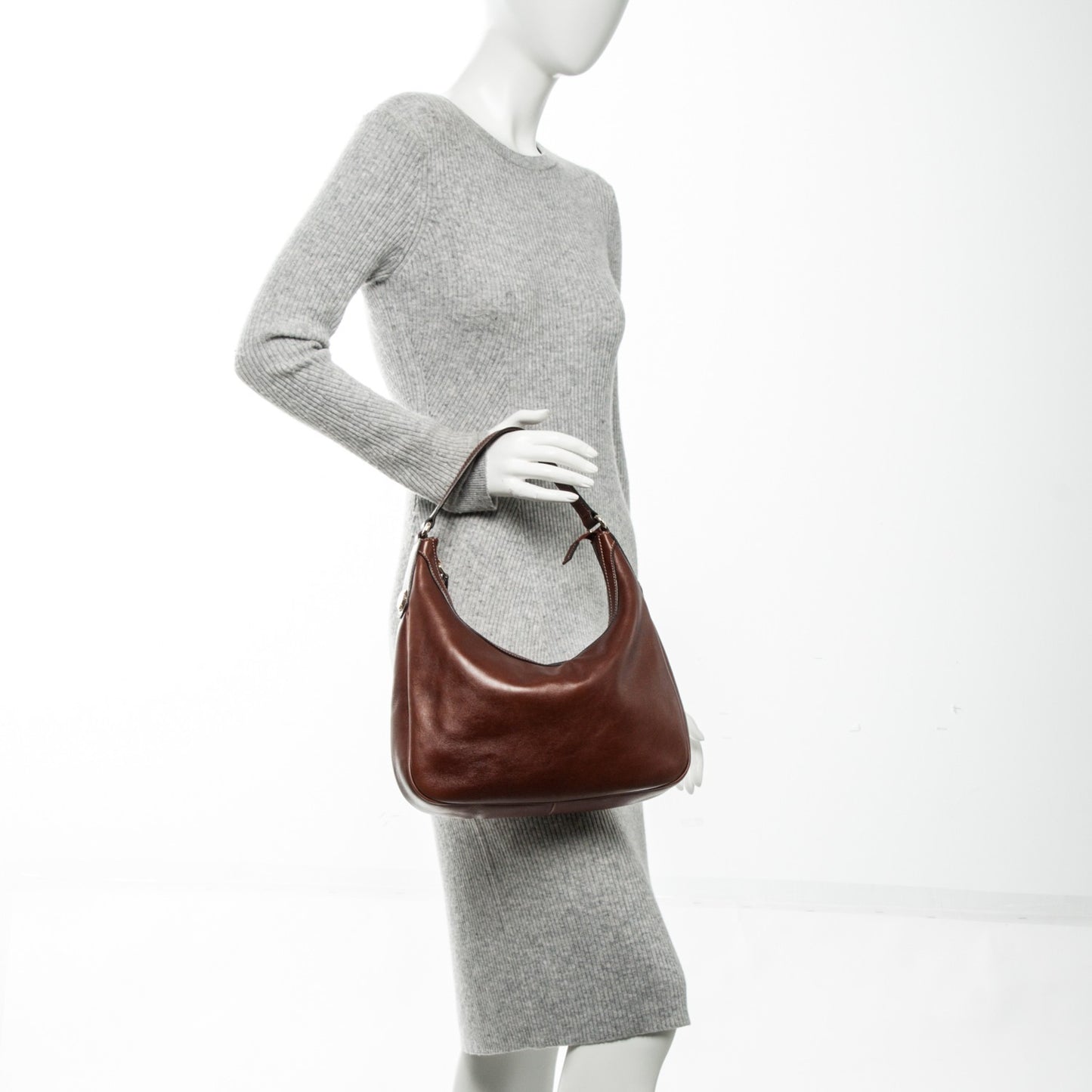 Calfskin Small Charmy Hobo Brown