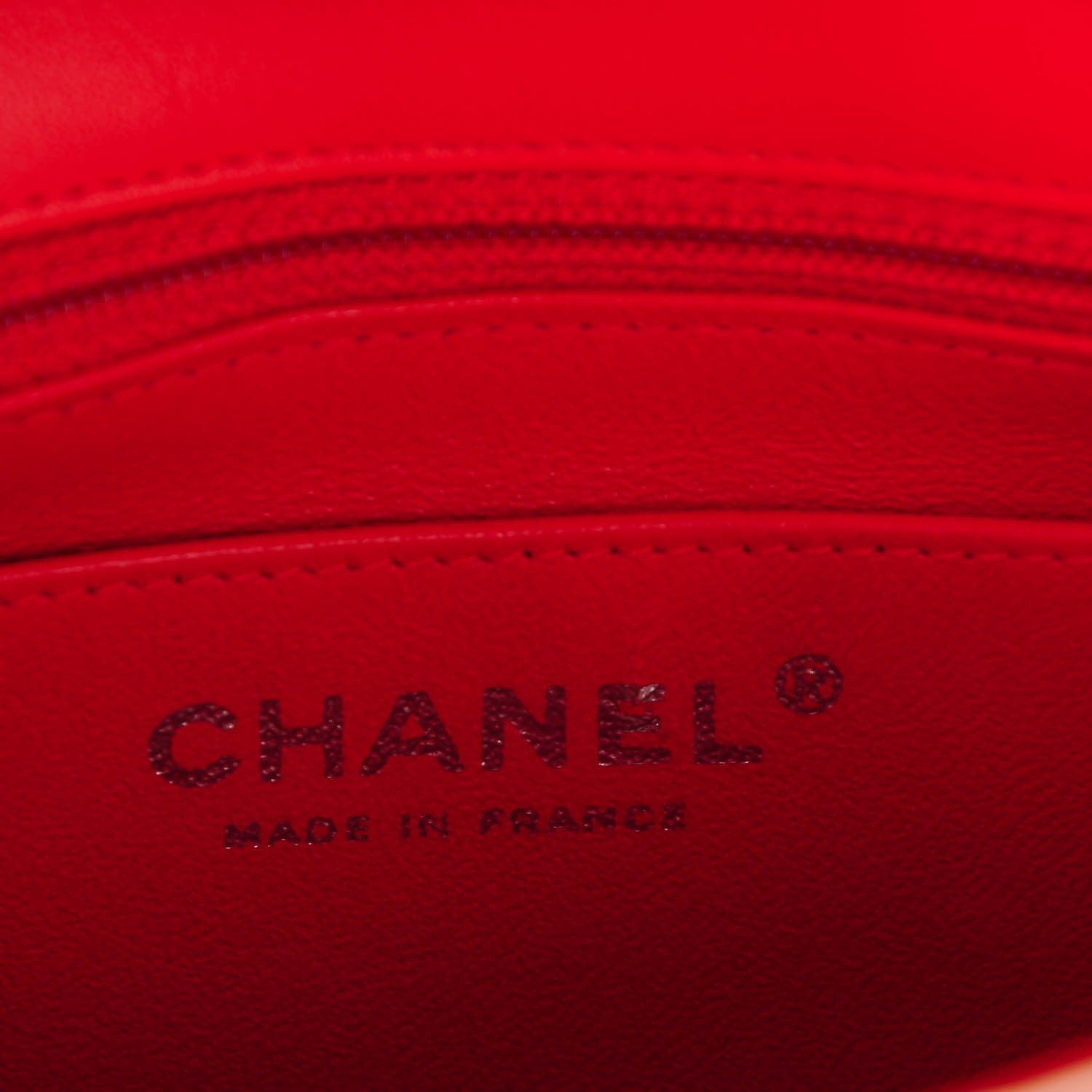 Chanel Patent Calfskin Striped Mini Square Flap Red 7 of 8