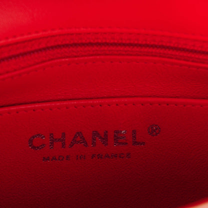 Chanel Patent Calfskin Striped Mini Square Flap Red 7 of 8
