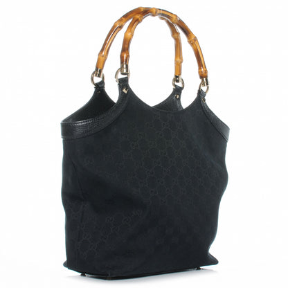 Gucci Monogram Bamboo Handle Bag Black 3 of 7