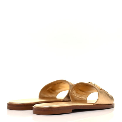 Louis Vuitton Metallic Calfskin Lock It Flat Mule 36 Gold 4 of 8