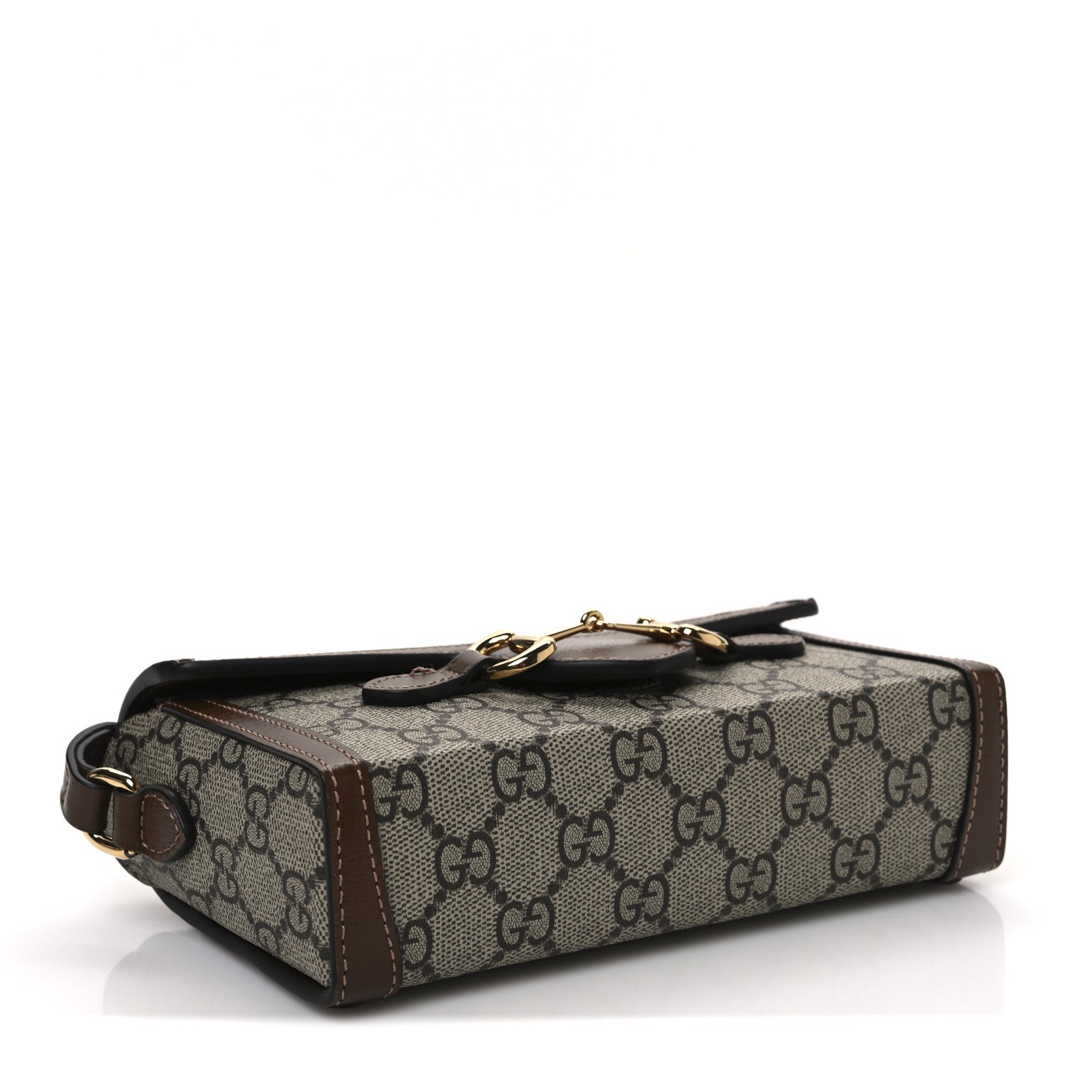 Gucci GG Supreme Monogram Mini Horsebit 1955 Shoulder Bag Beige Brown Sugar 4 of 10