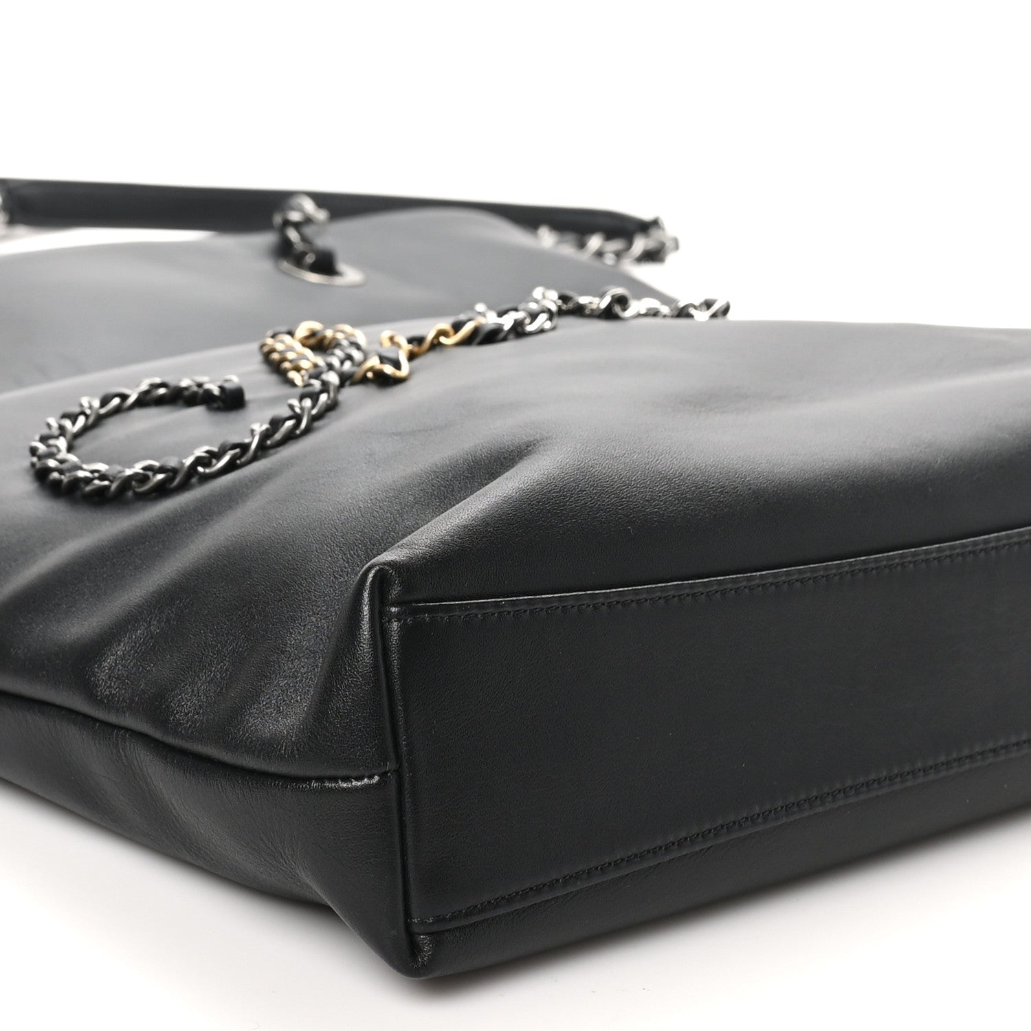 Chanel Calfskin Chain 20s Signature Tote Black 9 of 10