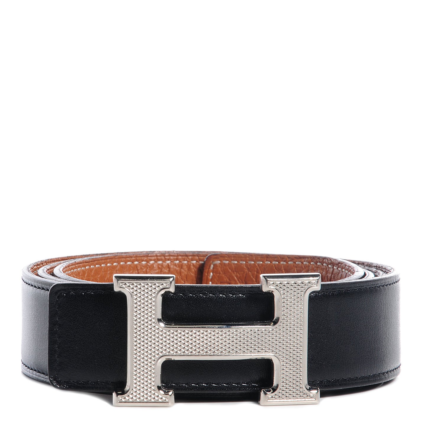 Box Togo Reversible Guilloche 32mm Silver H Constance Belt Black 105