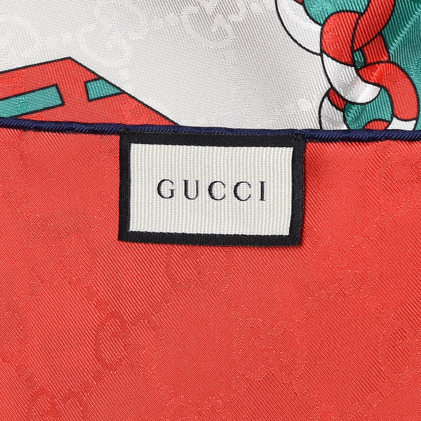Silk Chain Argyle Square Scarf Emerald Red