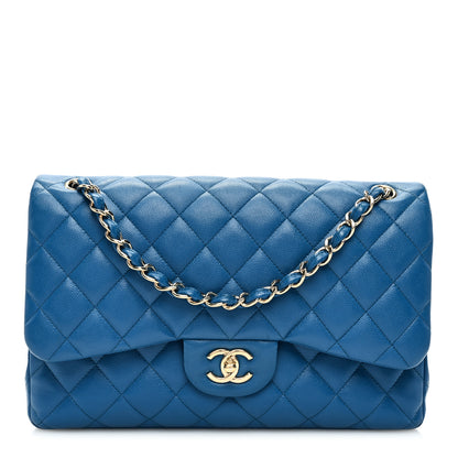 Chanel Caviar Quilted Jumbo Double Flap Blue 1 of 10