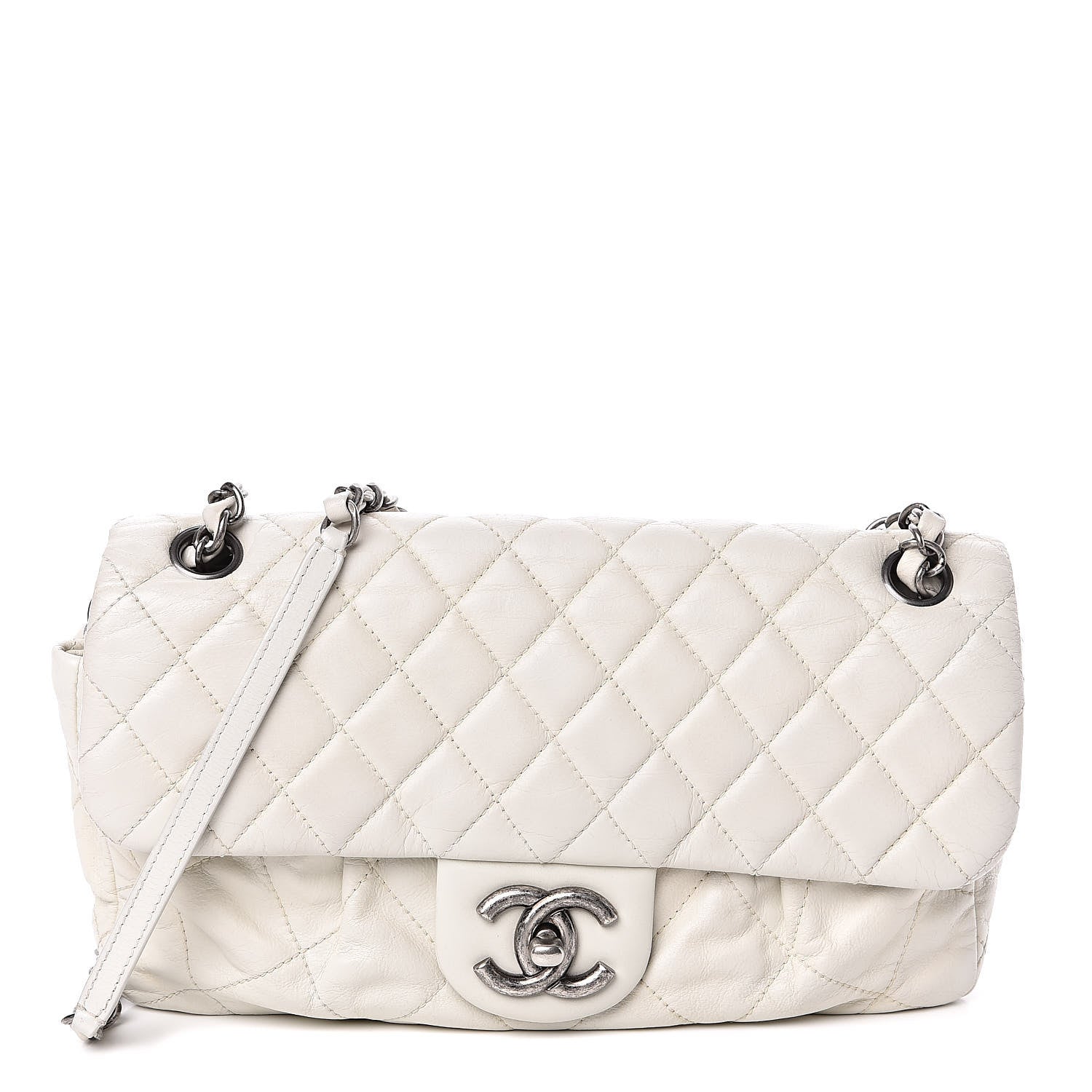 Chanel Calfskin Quilted East West Flap White 1 of 12