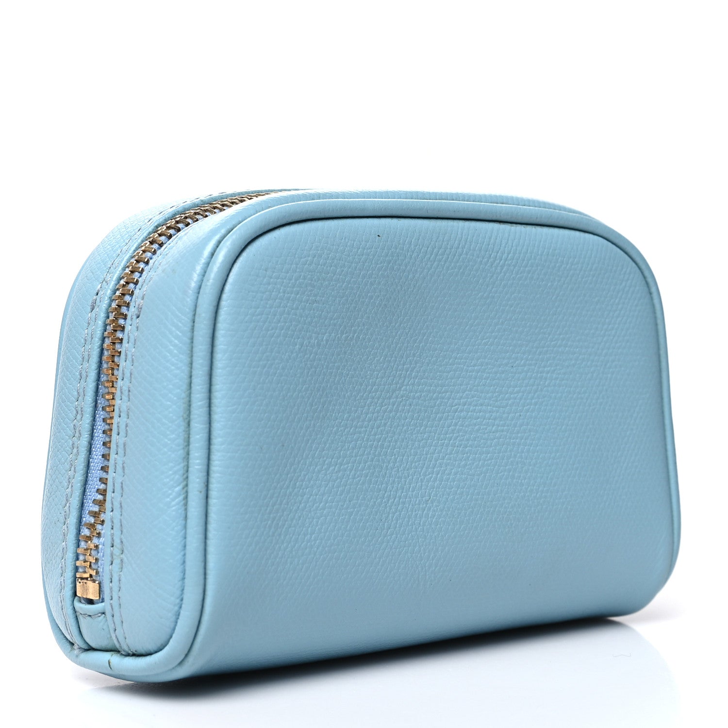 Chanel Grained Calfskin CC Button Small Pouch Cosmetic Case Blue 3 of 11