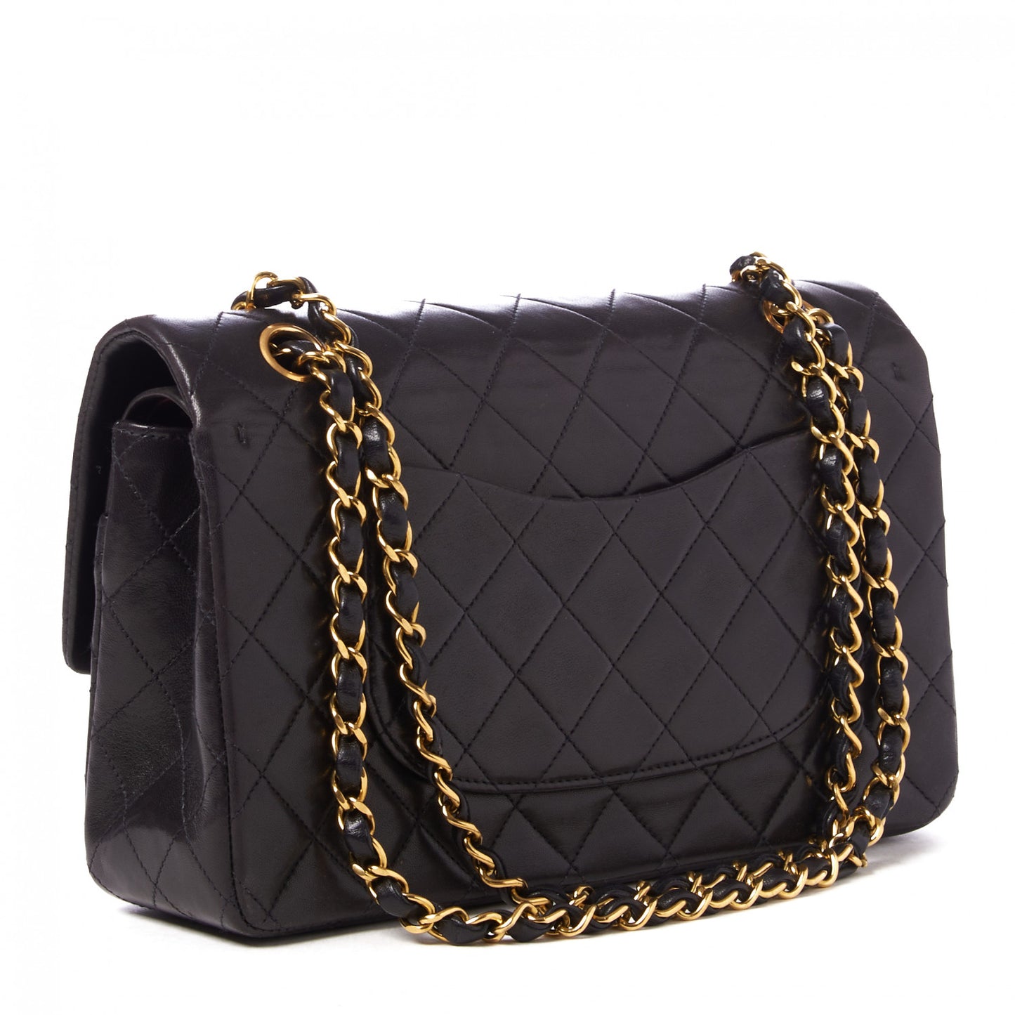 Lambskin Quilted Medium Double Flap Black