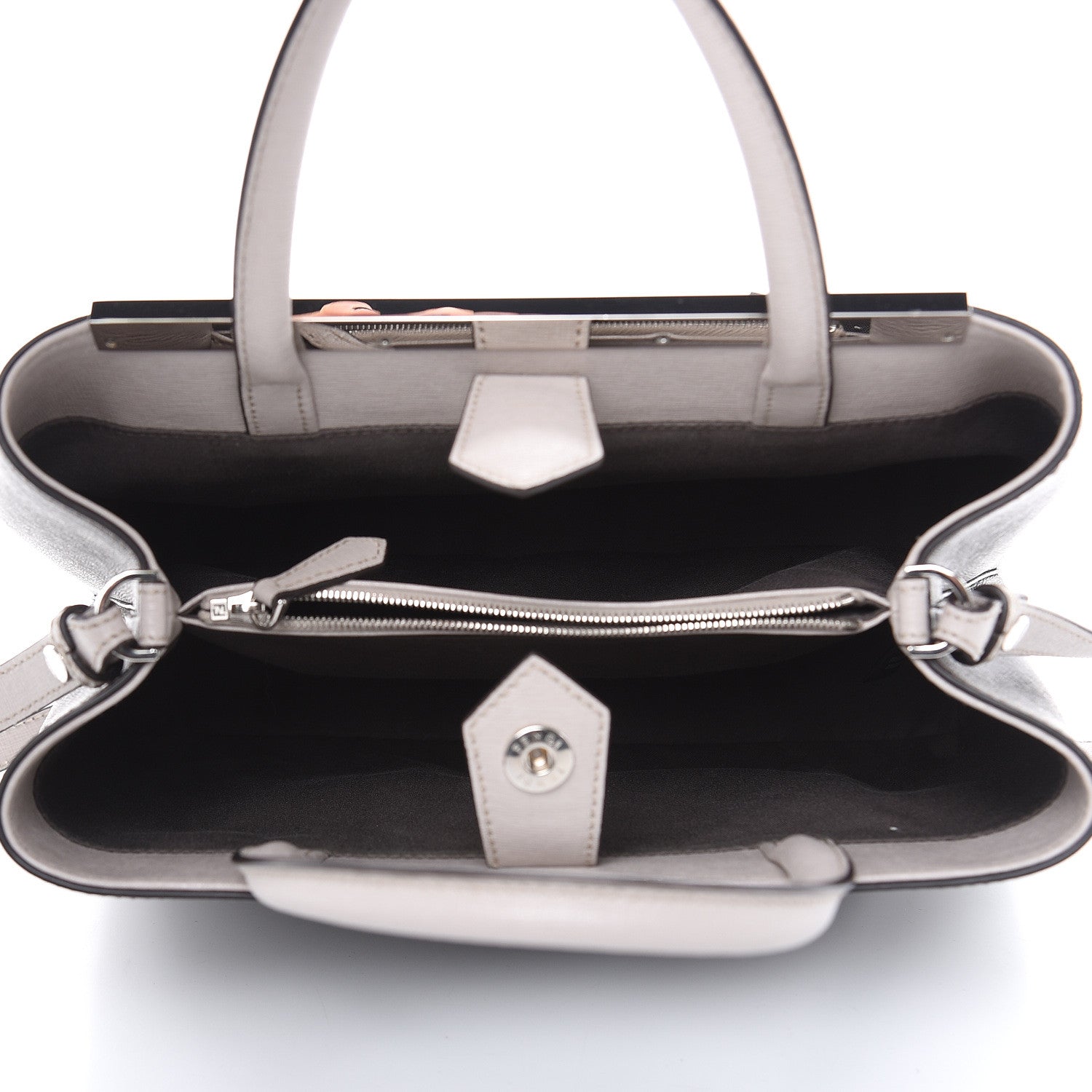 Fendi Vitello Elite Monster Eyes Studded Petite 2Jours Tote Carbone White Multicolor 5 of 9