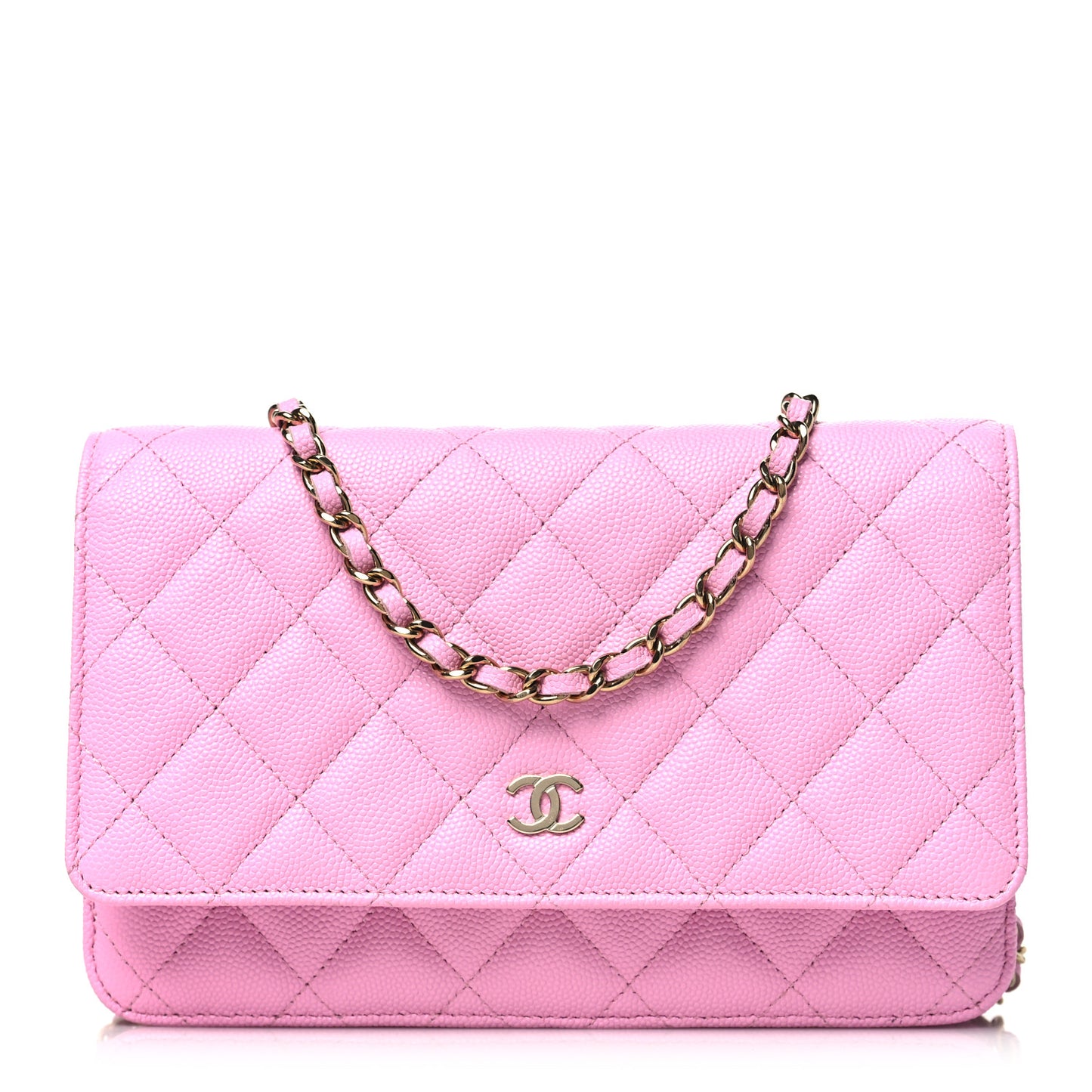 Caviar Quilted Wallet on Chain WOC Light Pink