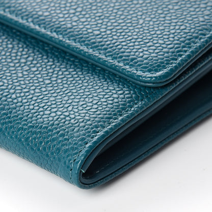 Chanel Caviar Timeless CC Large Gusset Flap Wallet Blue 6 of 10
