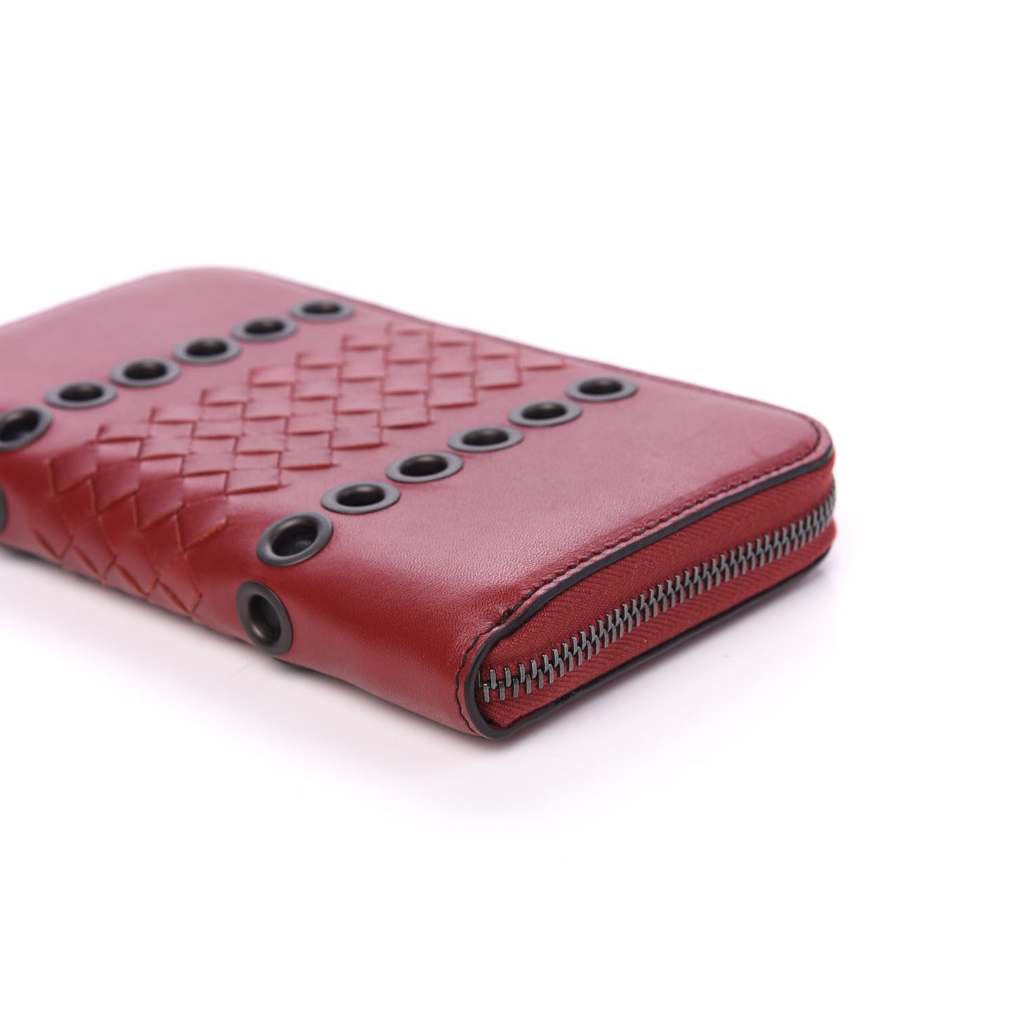 Nappa Intrecciato Eyelets Zip Around Wallet Baccara Rose