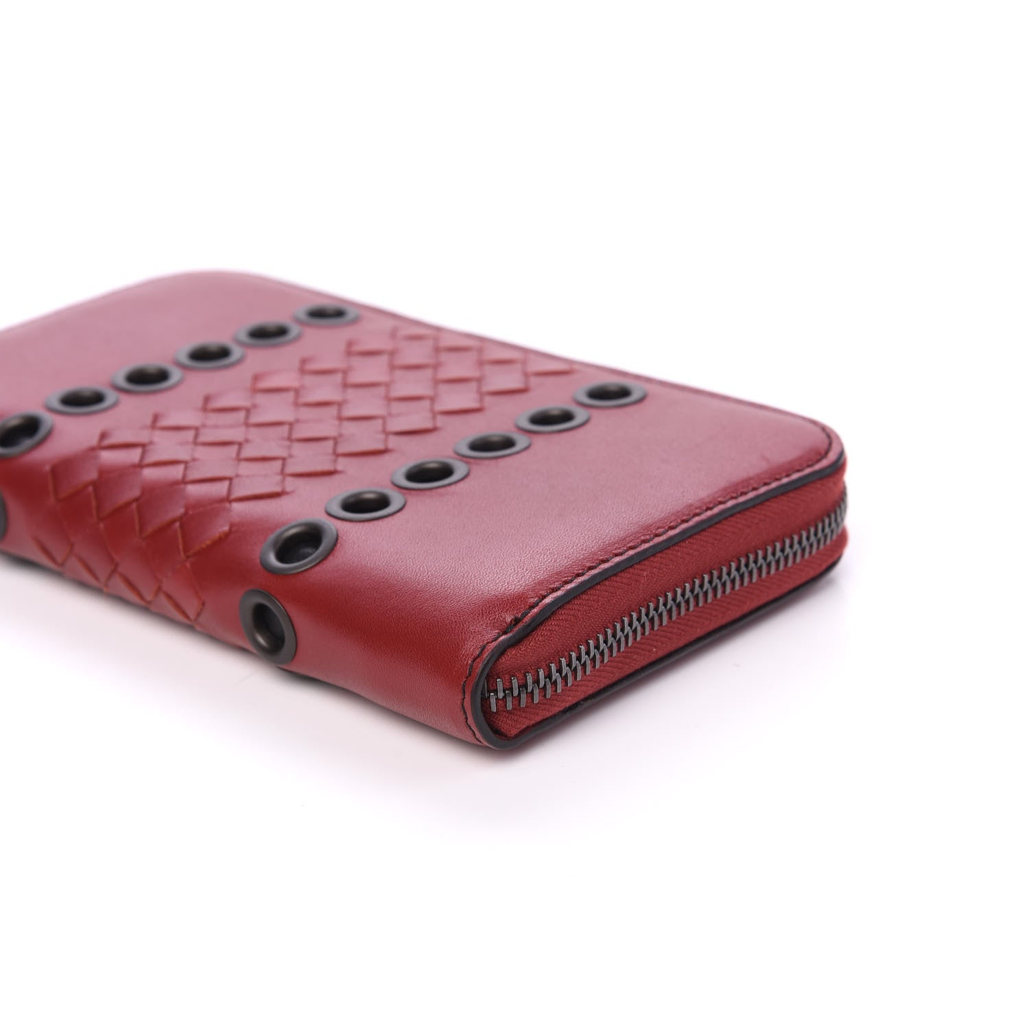 Bottega Veneta Nappa Intrecciato Eyelets Zip Around Wallet Baccara Rose 7 of 9