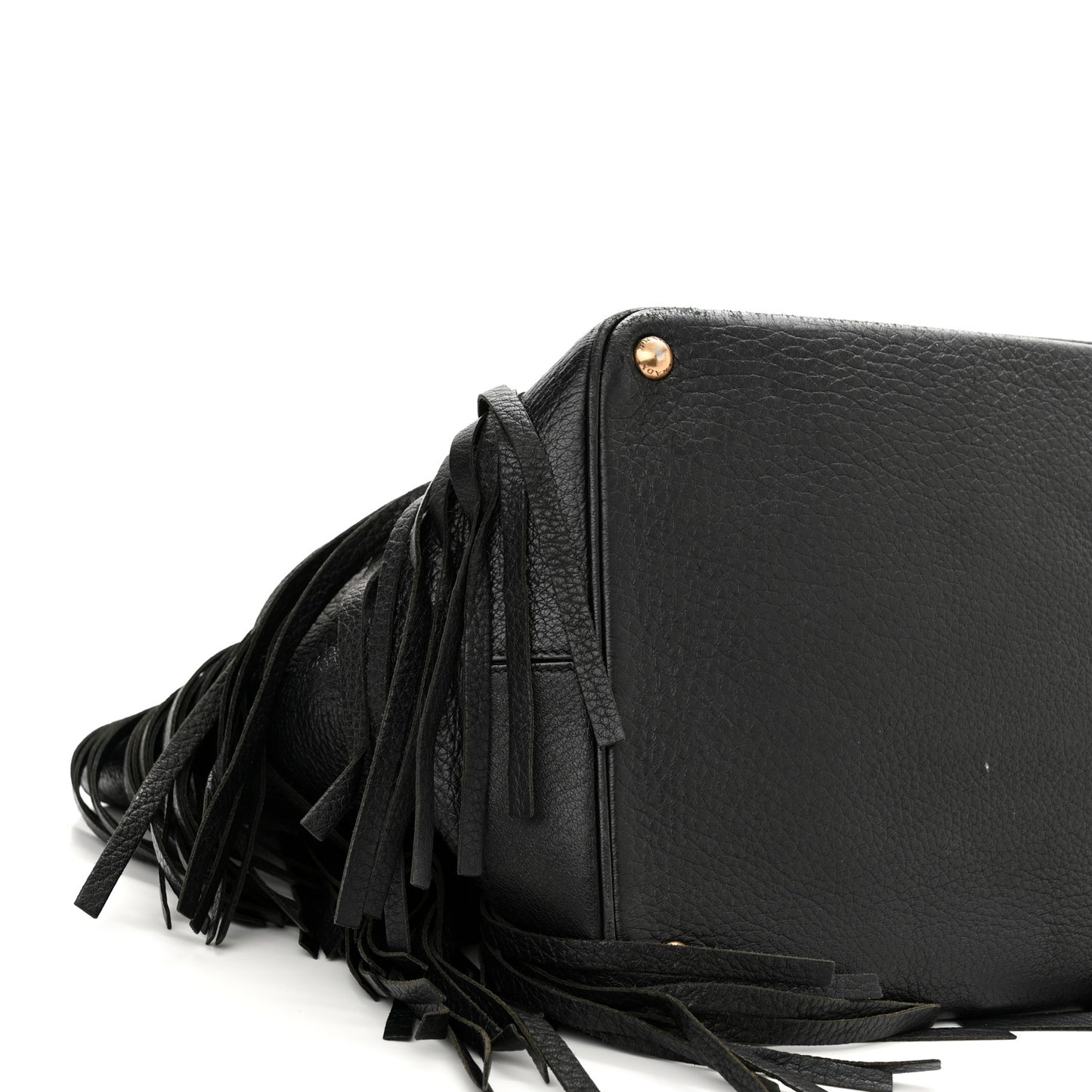Cervo Deerskin Fringe Tote Black