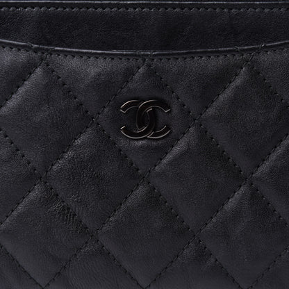 Chanel Crinkled Calfskin Quilted Classic Zip Pouch So Black 8 of 8