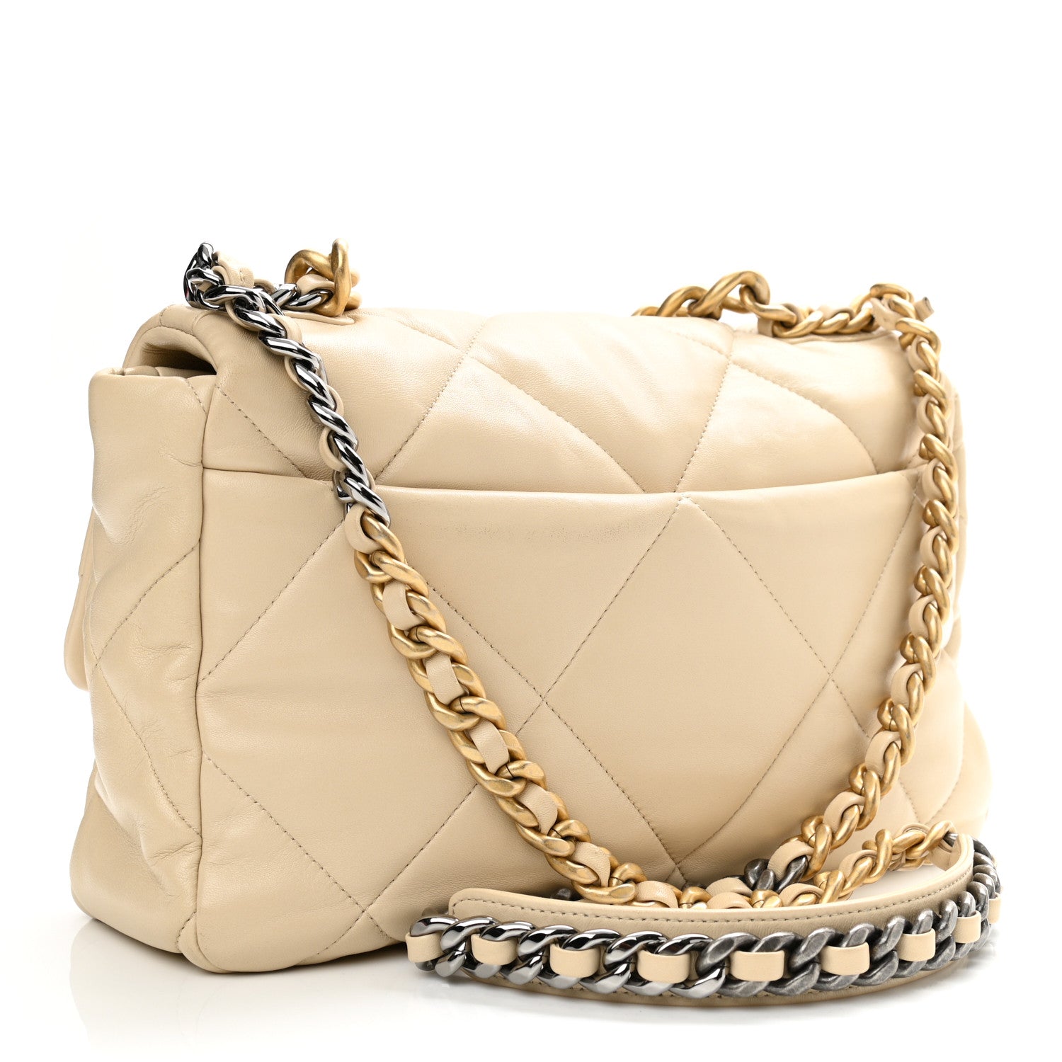 Chanel Lambskin Quilted Large Chanel 19 Flap Beige 3 of 11