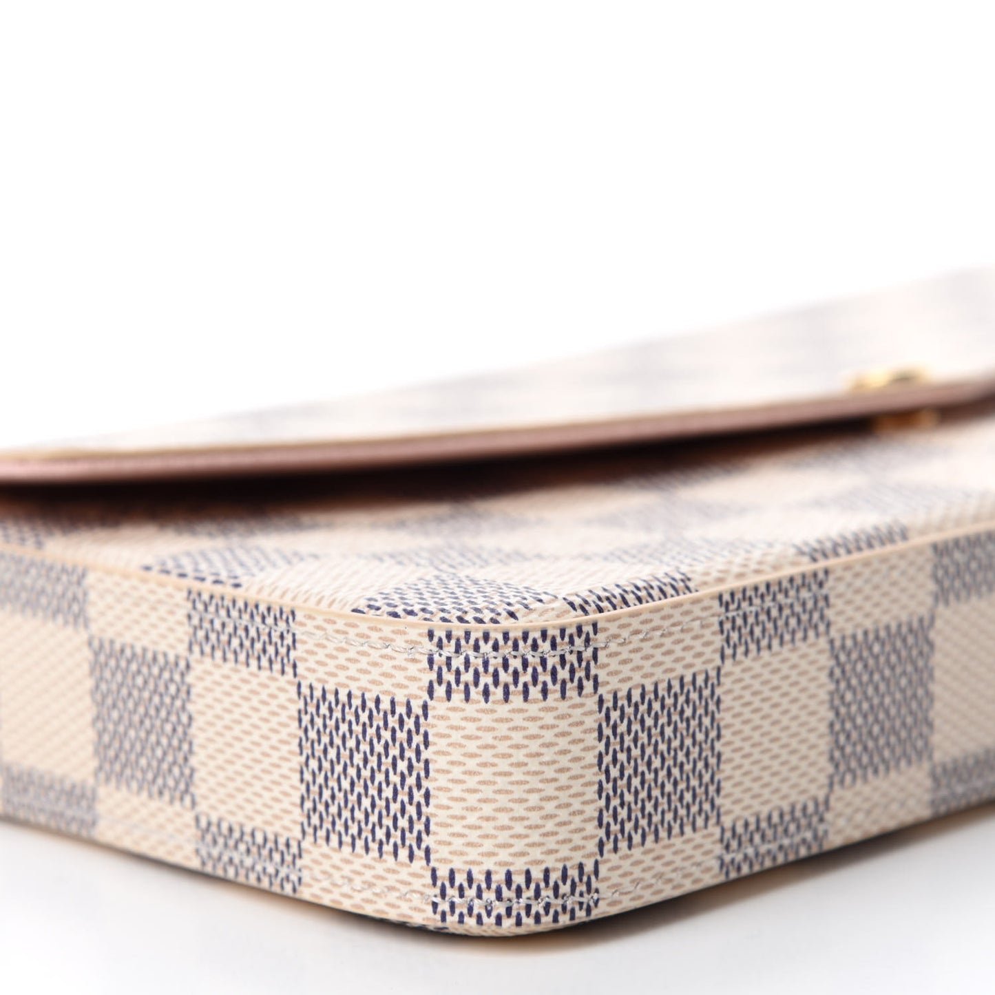 Damier Azur Pochette Felicie Chain Wallet Rose Ballerine