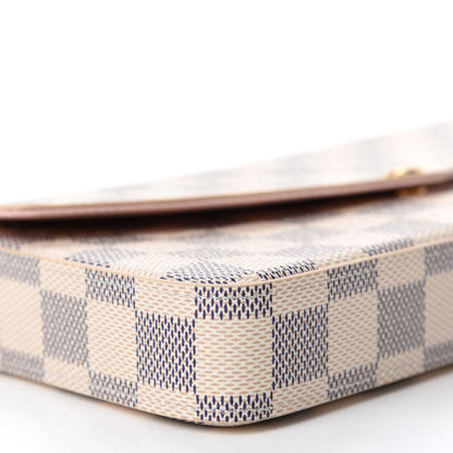 Louis Vuitton Damier Azur Pochette Felicie Chain Wallet Rose Ballerine 6 of 12