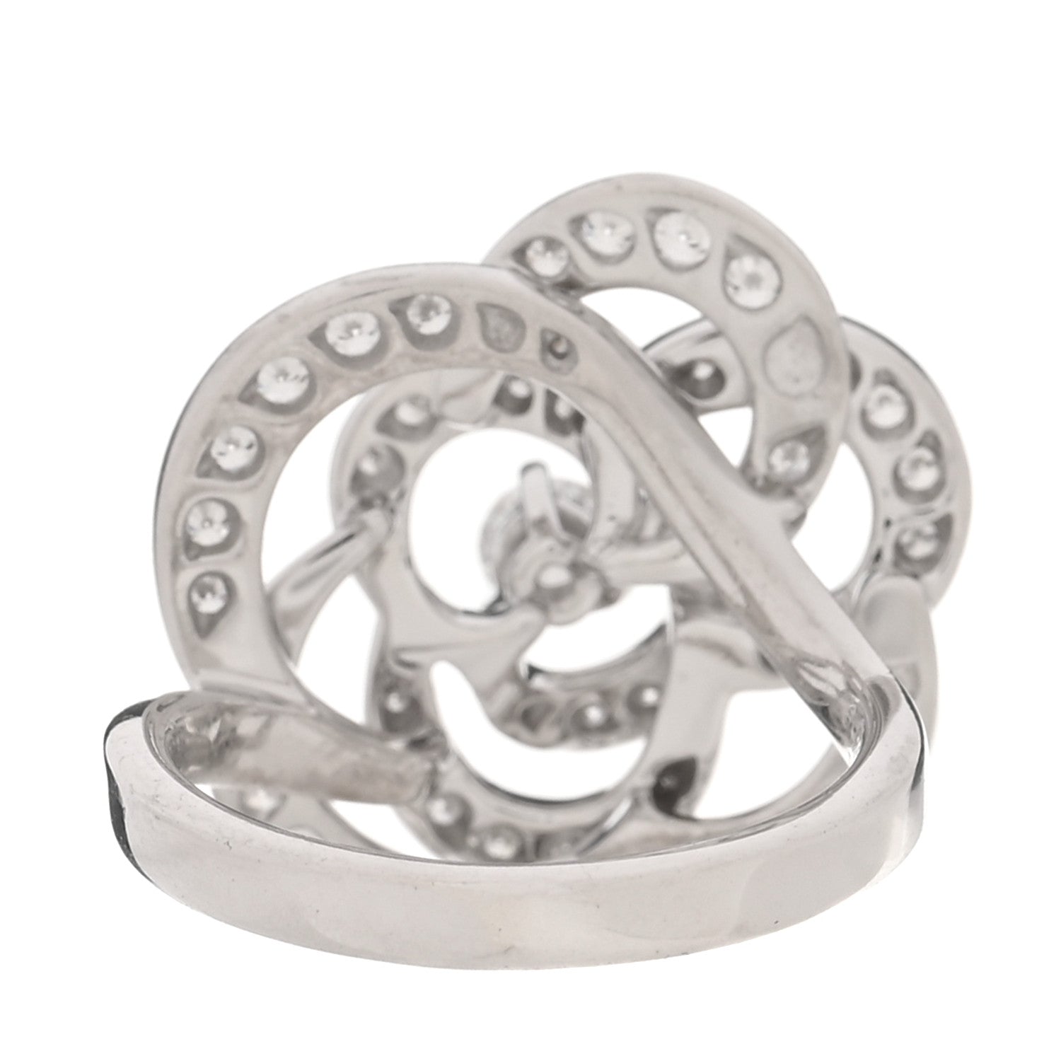 Chanel 18K White Gold Diamond Fil de Camelia Ring 47 4 3 of 6